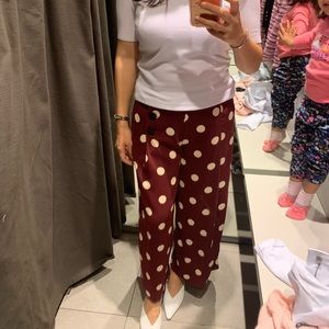Zara polka dot side button square pants size M